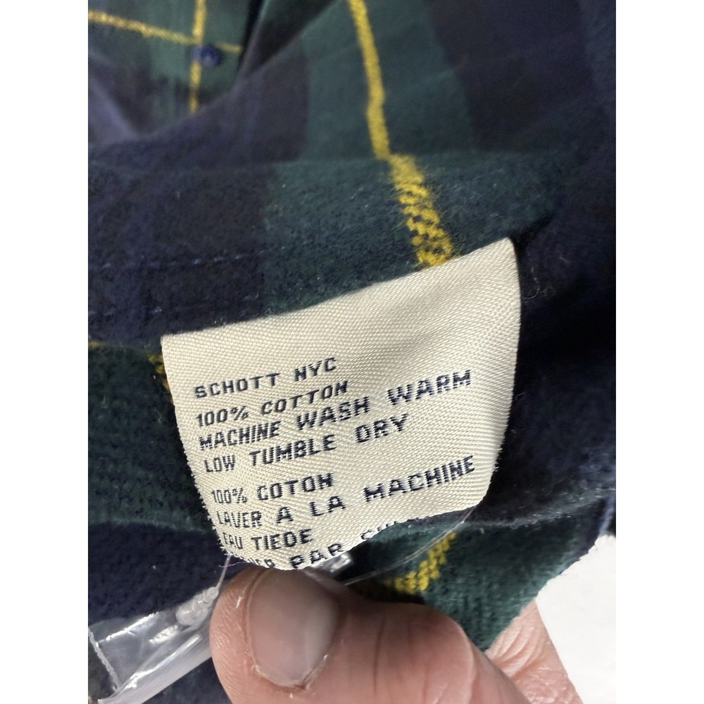 Schott Bros Men's Black Watch Plaid Cotton Flannel Button Up Size XL - Picture 5 of 7